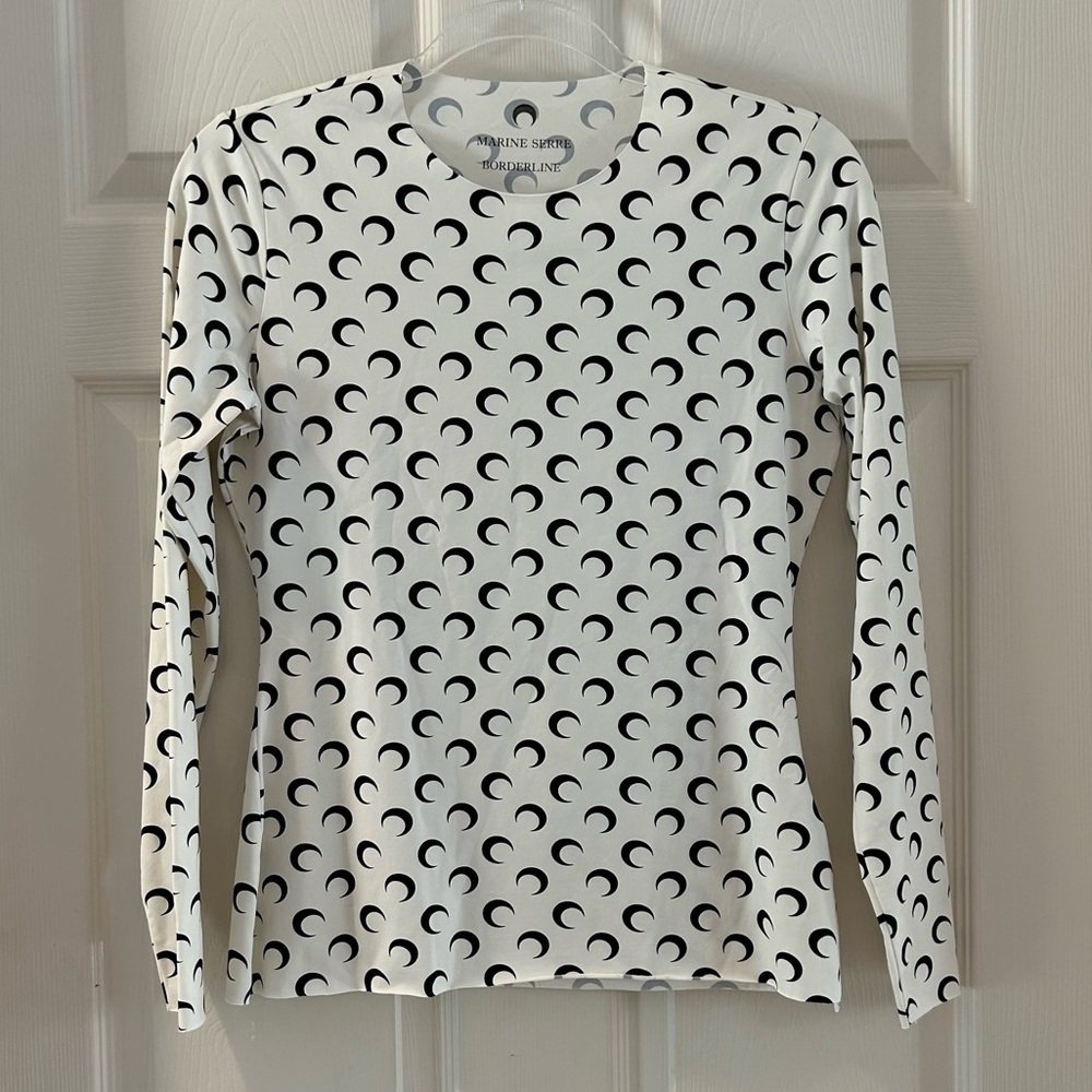 Marine Serre White All Over Moon Long Sleeve T-Shirt